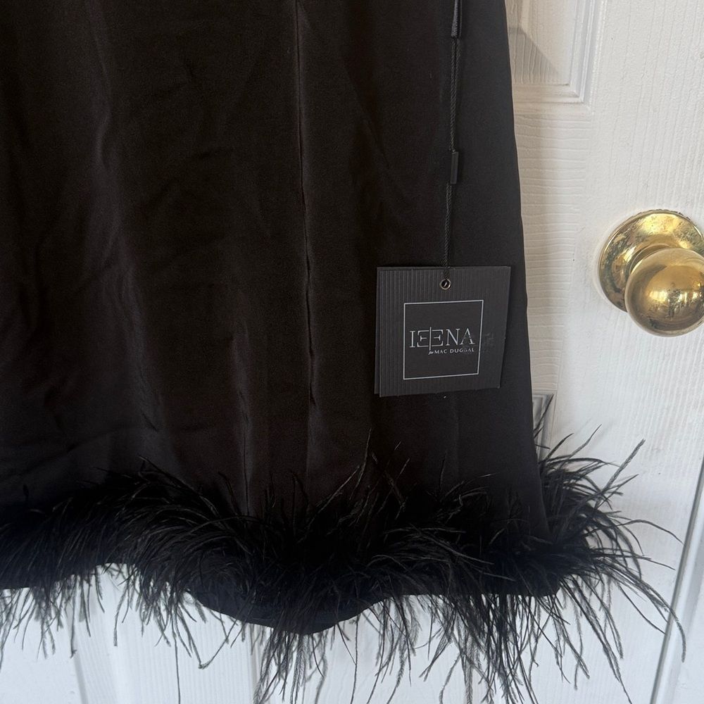 Mac Duggal Black Feather Hem Dress Sz 12 NWT - Picture 6 of 8